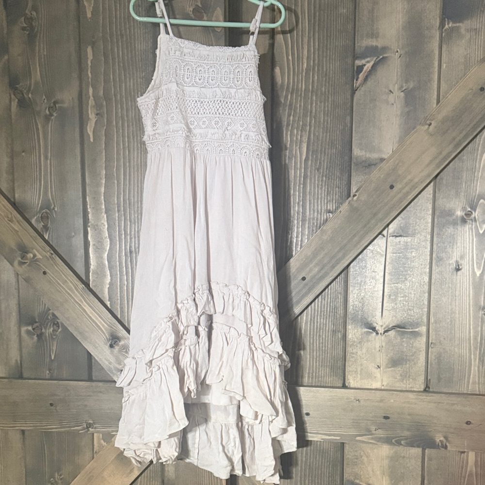 Charming Cream Ruffle Kids Dress - Picture 3 of 8